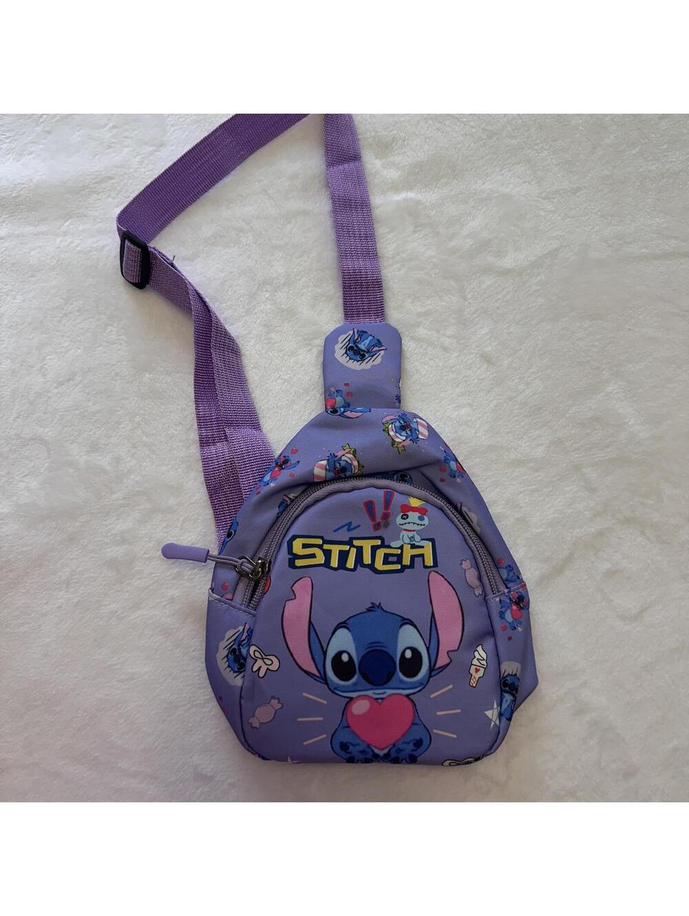 Disney Stitch Purple Crossbody Bag with Heart Design